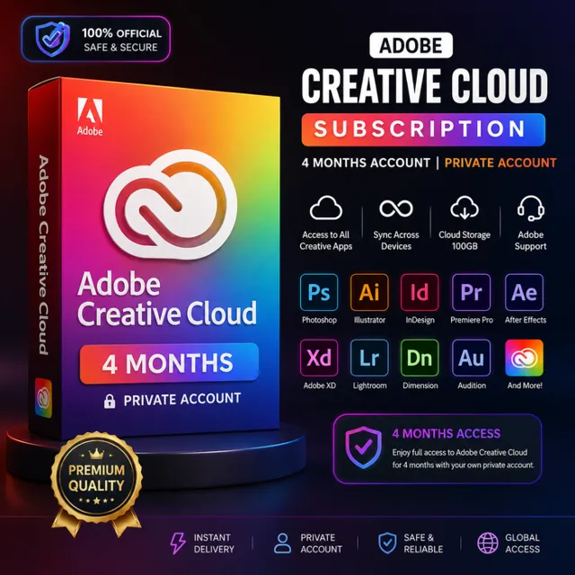 Adobe Creative Cloud Subscription 4 Months Account |private account
