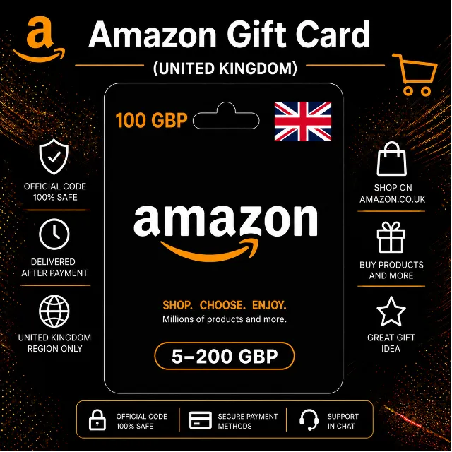 Amazon Gift Card (Великобритания) 5–200 GBP | Код пополнения Amazon
