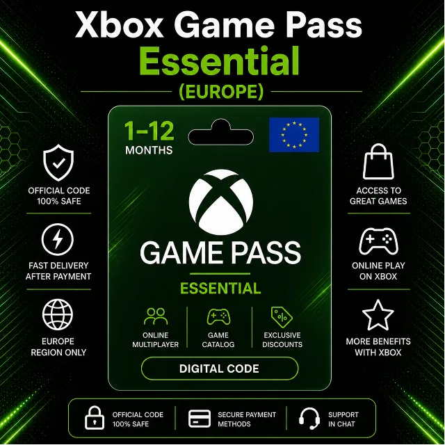 Xbox Game Pass Essential (Европа) 1–12 месяцев | Код активации Xbox