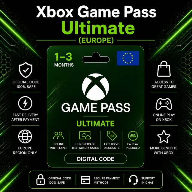 Xbox Game Pass Ultimate (Европа) 1–3 месяца | Код активации Xbox