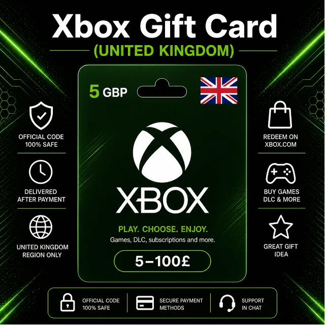 Xbox Gift Card (Великобритания) 5–100 GBP | Код пополнения Xbox