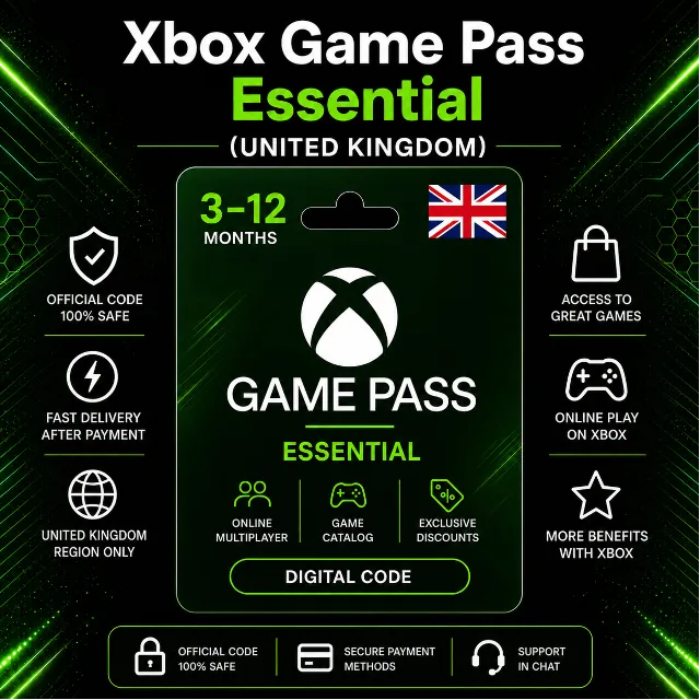 Xbox Game Pass Essential (Великобритания) 3–12 месяцев | Код активации Xbox