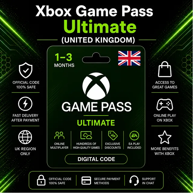Xbox Game Pass Ultimate (Великобритания) 1–3 месяца | Код активации Xbox