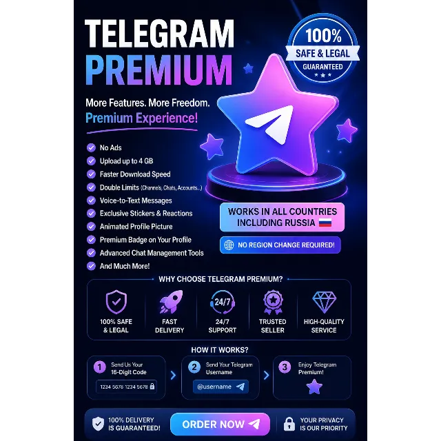 TELEGRAM PREMIUM SUBSCRIPTION Warranty 1 Year