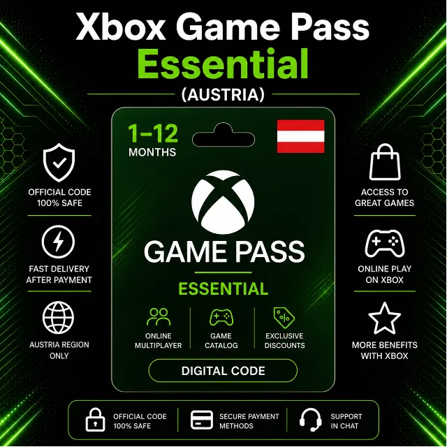 Xbox Game Pass Essential (Австрия) 1–12 месяцев | Код активации Xbox