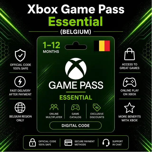 Xbox Game Pass Essential (Бельгия) 1–12 месяцев | Код активации Xbox