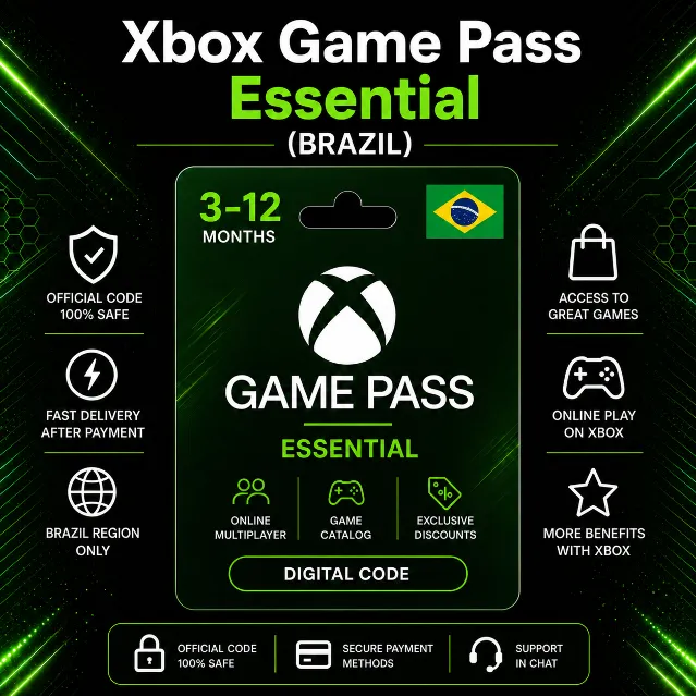 Xbox Game Pass Essential (Бразилия) 3–12 месяцев | Код активации Xbox