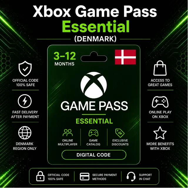 Xbox Game Pass Essential (Дания) 3–12 месяцев | Код активации Xbox