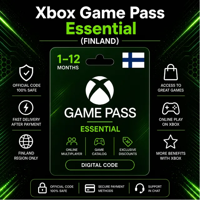 Xbox Game Pass Essential (Финляндия) 1–12 месяцев | Код активации Xbox