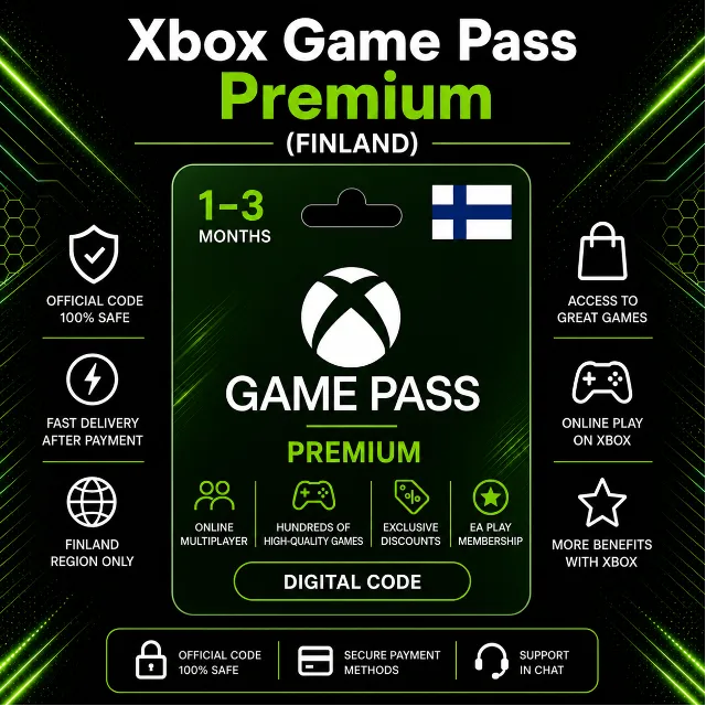 Xbox Game Pass Premium (Финляндия) 1–3 месяца | Код активации Xbox