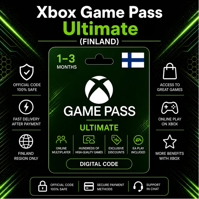 Xbox Game Pass Ultimate (Финляндия) 1–3 месяца | Код активации Xbox