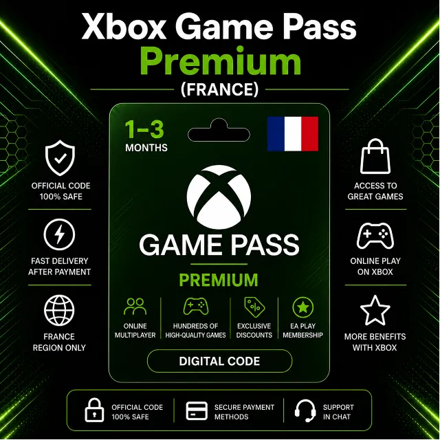 Xbox Game Pass Premium (Франция) 1–3 месяца | Код активации Xbox
