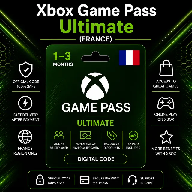 Xbox Game Pass Ultimate (Франция) 1–3 месяца | Код активации Xbox