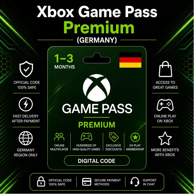 Xbox Game Pass Premium (Германия) 1–3 месяца | Код активации Xbox