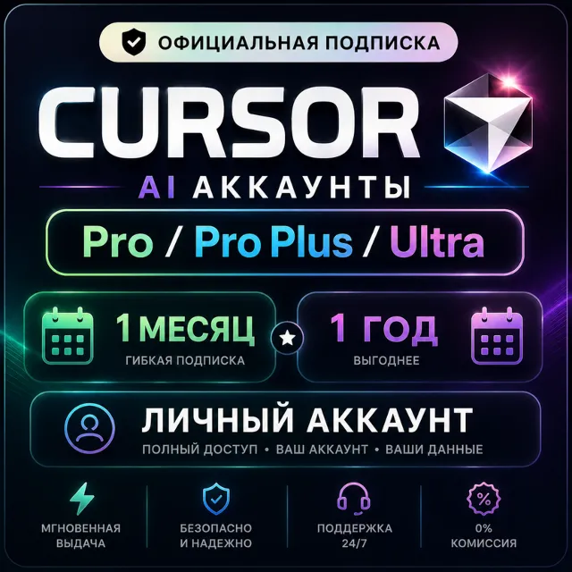 Cursor AI Pro / Pro Plus / Ultra | 1 месяц / 1 год | ЛИЧНЫЙ АККАУНТ