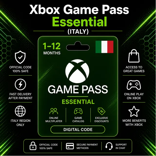 Xbox Game Pass Essential (Италия) 1–12 месяцев | Код активации Xbox