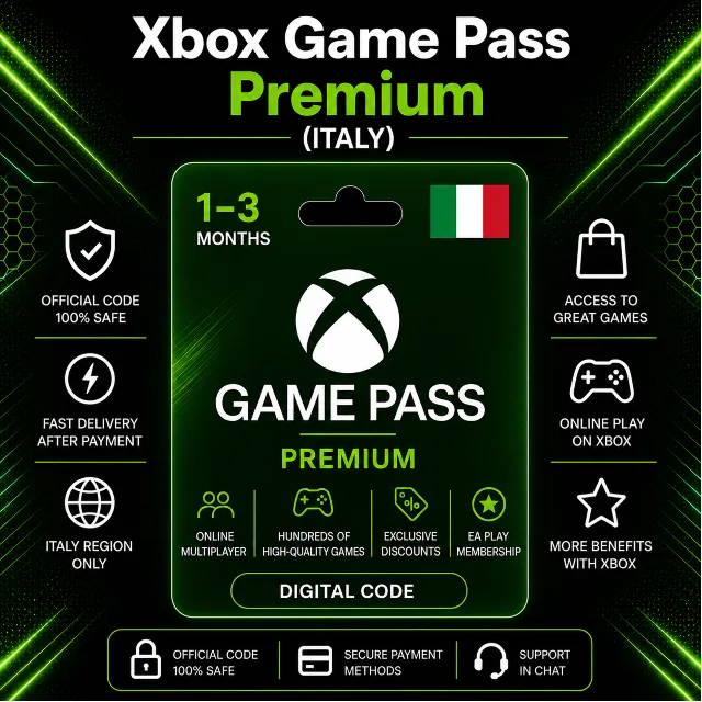 Xbox Game Pass Premium (Италия) 1–3 месяца | Код активации Xbox
