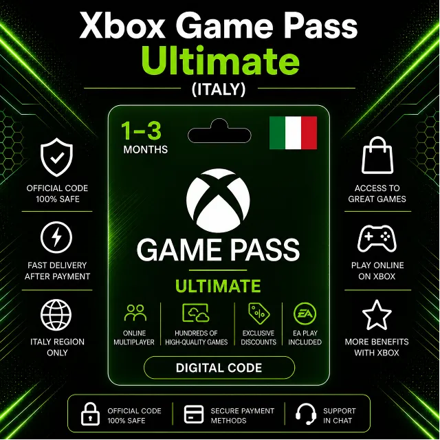 Xbox Game Pass Ultimate (Италия) 1–3 месяца | Код активации Xbox
