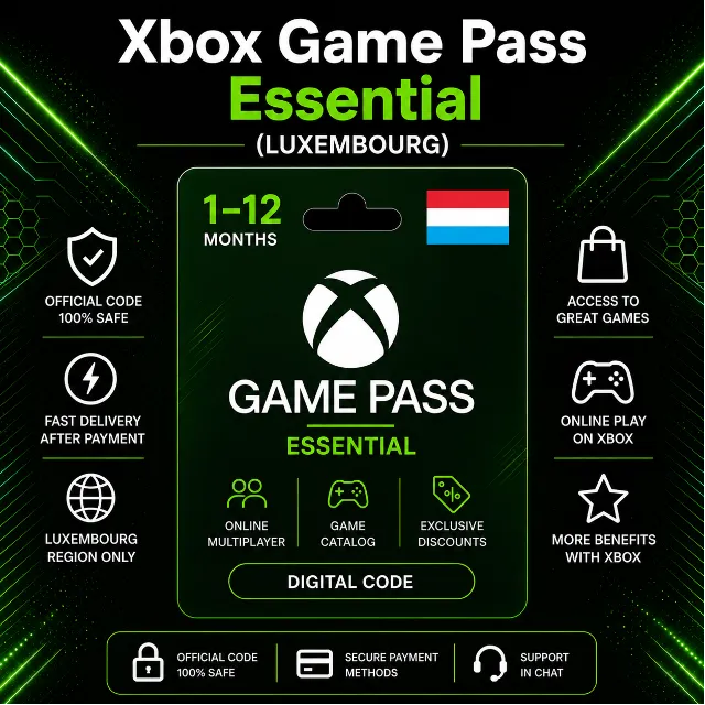 Xbox Game Pass Essential (Люксембург) 1–12 месяцев | Код активации Xbox