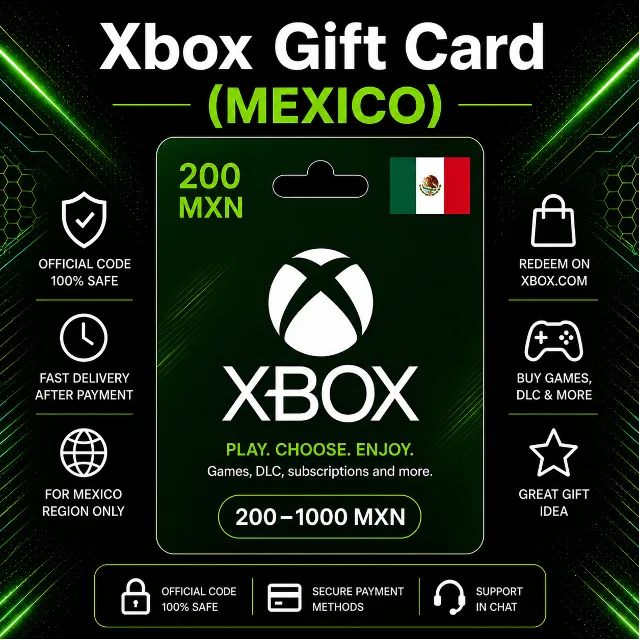 Xbox Gift Card (Мексика) 200–1000 MXN | Код пополнения Xbox