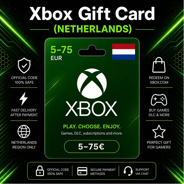 Xbox Gift Card (Нидерланды) 5–75 EUR | Код пополнения Xbox