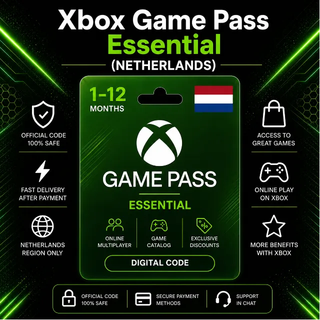 Xbox Game Pass Essential (Нидерланды) 1–12 месяцев | Код активации Xbox