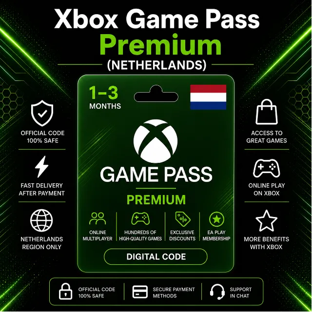 Xbox Game Pass Premium (Нидерланды) 1–3 месяца | Код активации Xbox