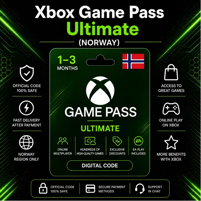 Xbox Game Pass Ultimate (Норвегия) 1–3 месяца | Код активации Xbox