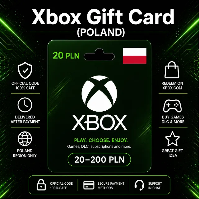 Xbox Gift Card (Польша) 20–200 PLN | Код пополнения Xbox