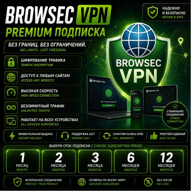 🌍 Browsec VPN Premium | 1/2/3/6/12 месяц | Безлимит | Гарантия  | BrowsecVPN 🌍