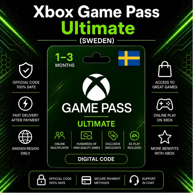 Xbox Game Pass Ultimate (Швеция) 1–3 месяца | Код активации Xbox