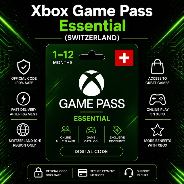 Xbox Game Pass Essential (Швейцария) 1–12 месяцев | Код активации Xbox