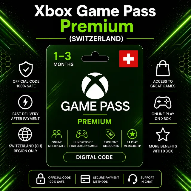 Xbox Game Pass Premium (Швейцария) 1–3 месяца | Код активации Xbox