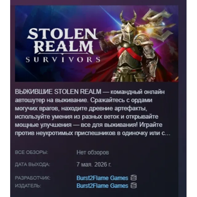 Stolen Realm Survivors АВТОДОСТАВКА STEAM GLOBAL МГНОВЕННО ЛИЦЕНЗИЯ