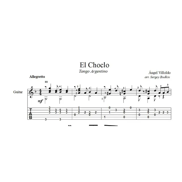 El Choclo (Анхель Вильольдо) ноты для гитары
