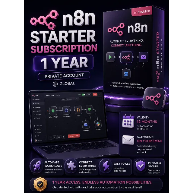 N8N Starter Subscription 1 Year - Private Account (Global)