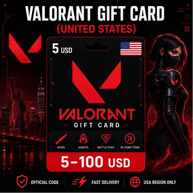 Valorant Gift Card (США) 5–100 USD | Код пополнения
