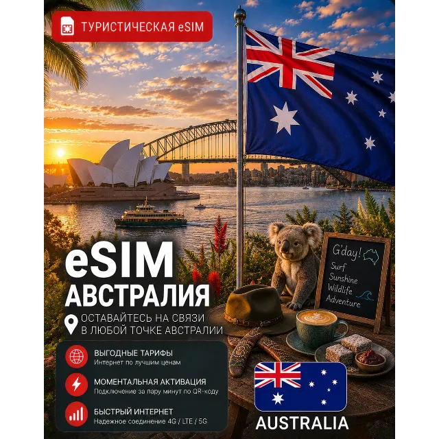 eSIM АВСТРАЛИЯ | МОБИЛЬНЫЙ ИНТЕРНЕТ БЕЗ РОУМИНГА
