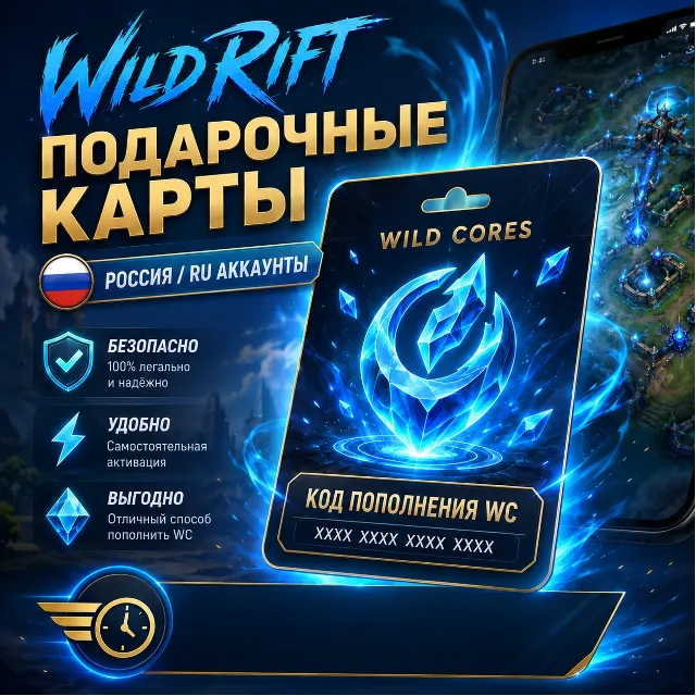 Донат Wild Rift подарочные карты Россия код пополнения WC для RU аккаунтов без входа