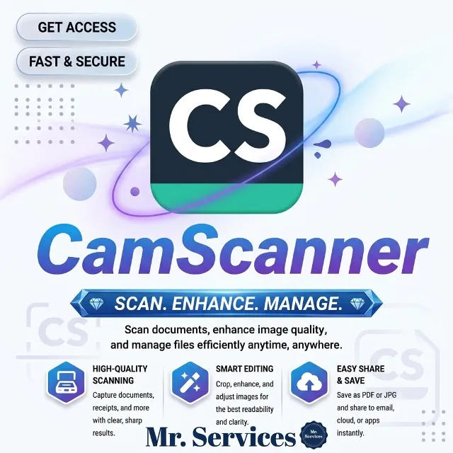 CamScanner Premium — подписка на 12 месяцев, привязанная к вашему аккаунту.