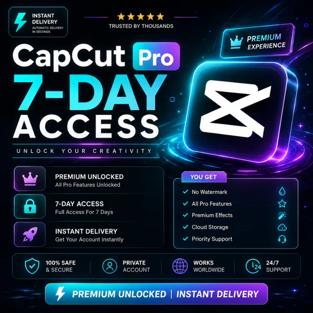 CapCut Pro 7-дневный доступ | Полный премиум доступ | Мгновенная доставка ⚡