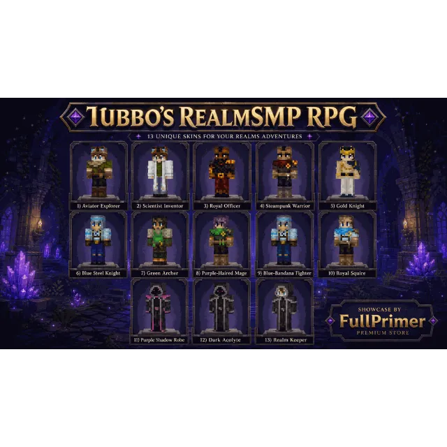 🔑КЛЮЧ Java &amp; Bedrock Edition🔵«Tubbo's RealmSMP RPG»🔵«СКИН ПАК ИЗ 13 ШТУК»