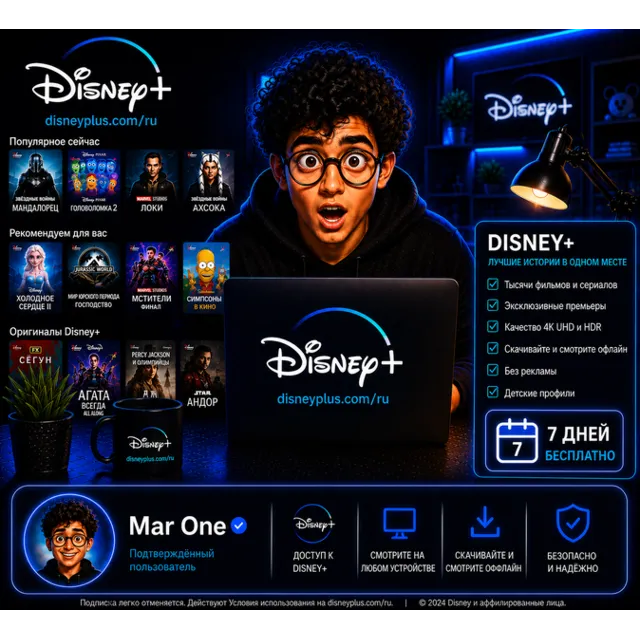 Disney Plus Trio Premium 12 месяцев совместного доступа Высококачественный аккаунт