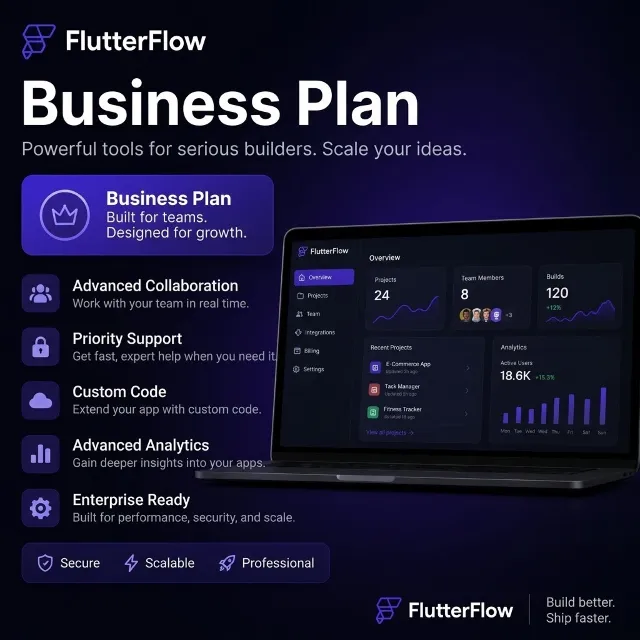 FlutterFlow | Бизнес-план | Подписка | 14-дневная пробная версия | Личный аккаунт