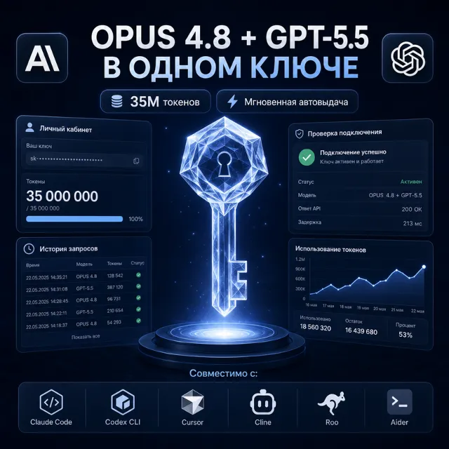 Fable 5 + GPT 5.6 в одном API-ключе 35М Токенов