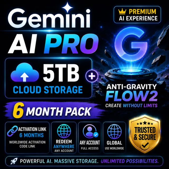 Google Gemini AI Pro + 5 ТБ хранилища + Anti‑Gravity Flow — 6 месяцев — Ссылка для