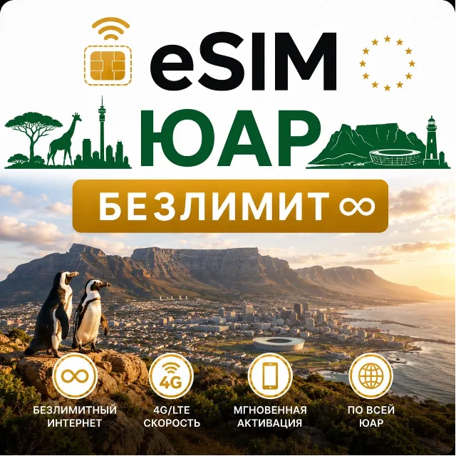 eSim ЮАР →  еСим карта с БЕЗЛИМИТОМ