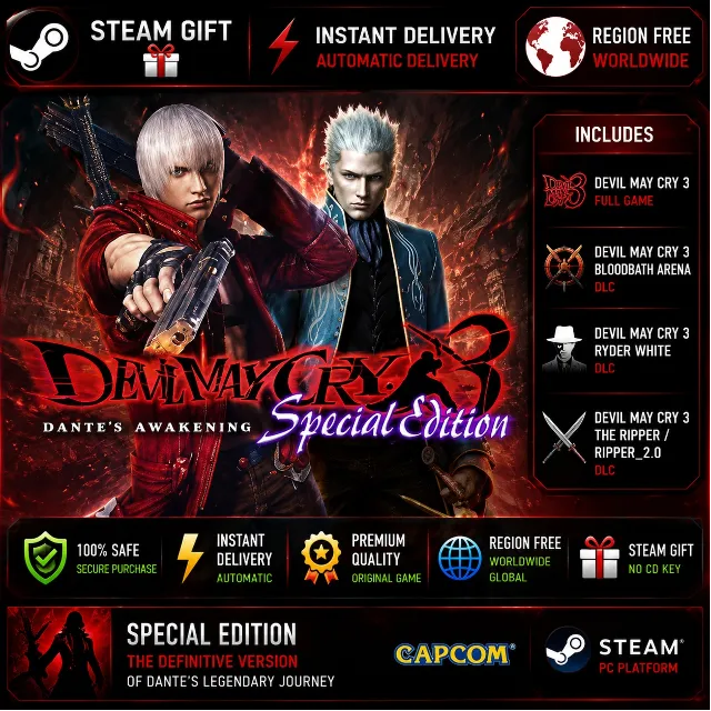 Devil May Cry 3: Special Edition — PC Steam Gift / Без региональных ограничений