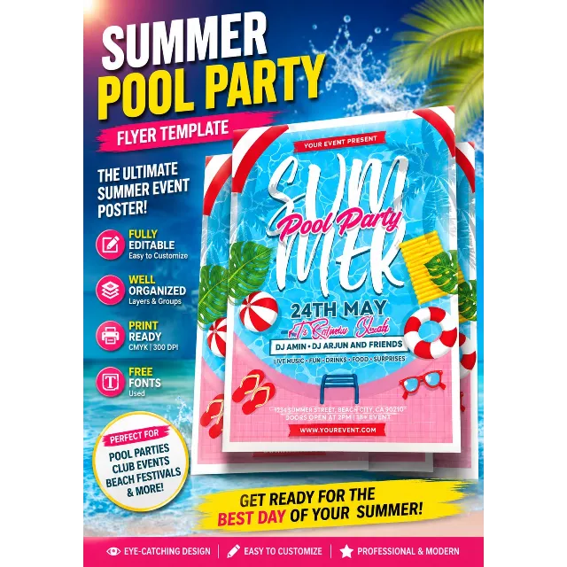 Summer Pool Party PSD Template