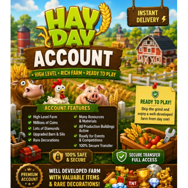 Аккаунт Hay Day | Предметы высокого уровня и редкие предметы